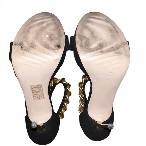 Black Suede and Gold Chain Heels size 41 - Picture 4 of 5